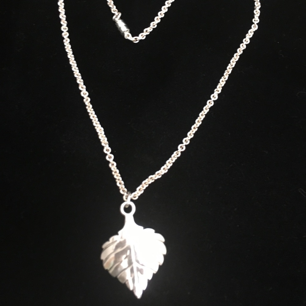 Sterling silver Aspen leaf pendant necklace